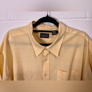 Yellow Textured Men's Short Sleeve Shirt 3XL
